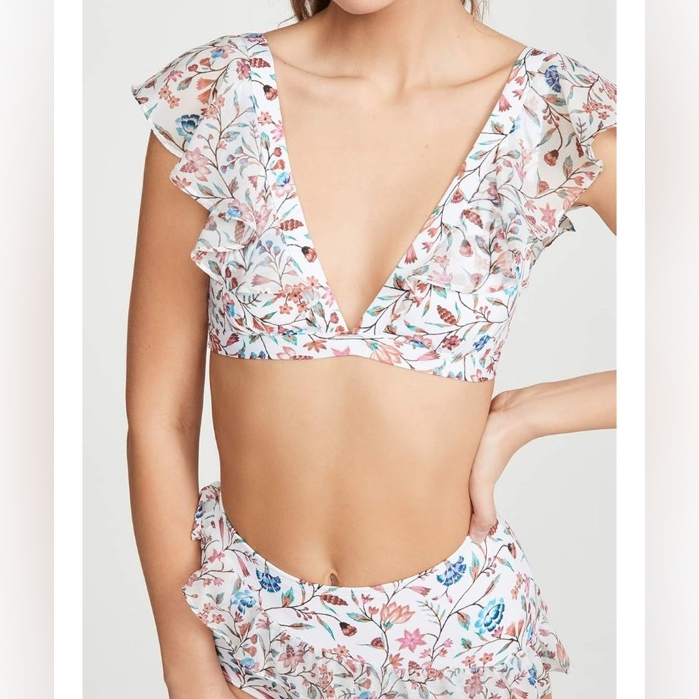 Shoshanna Floral Ruffle Bikini size A/B Medium High Waisted Flirty Feminine